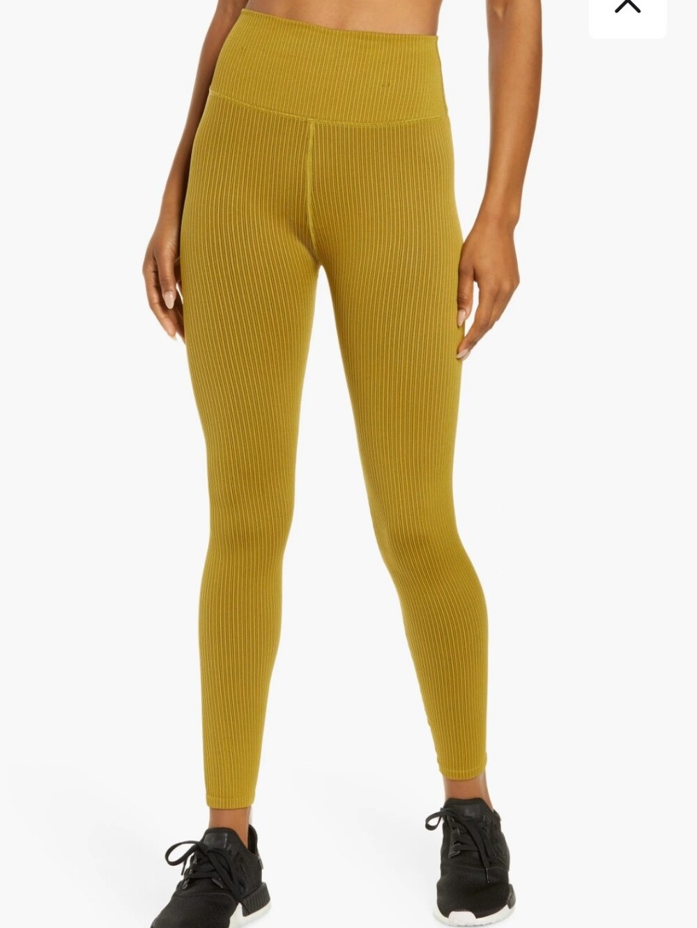 Good American Seamless Chunky Ribbed High-Waist Leggings Golden Olive Green 1/2
